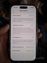 IPhone 16 pro 256 titanio naturale 100% batteria