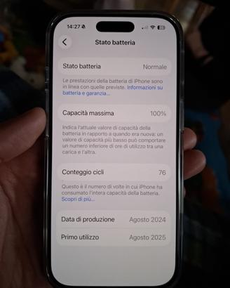 IPhone 16 pro 256 titanio naturale 100% batteria