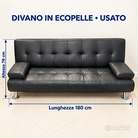 Divano -letto in ecopelle nera