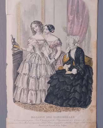 Stampa di Moda Antica 1850 Magasin des Demoiselles