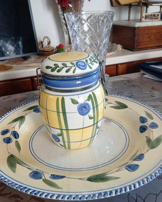 set ceramica piatto portata e barattolo 