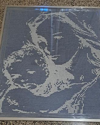 Quadro con tecnica a uncinetto filet in cotone