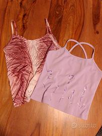 2 Top Vintage 2000: Lilla Ricamata e  Zebrato Rosa