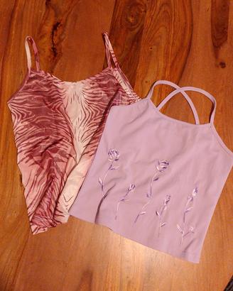 2 Top Vintage 2000: Lilla Ricamata e  Zebrato Rosa