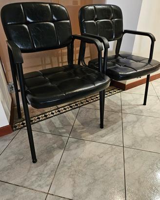 Coppia di sedie ufficio/attesa in ecopelle nera –