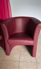 Salottino in pelle color Borgogna