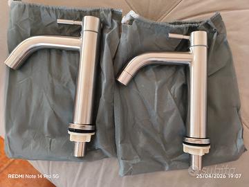 2 Rubinetti Alti Bagno Acciaio - Sola Acqua FREDDA