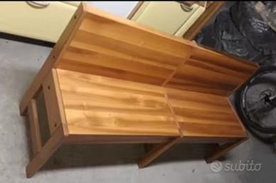 Panca con contenitore in legno di noce