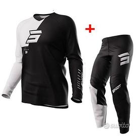 COMPLETO MOTO CROSS MAGLIA PANTALONE NERO BIANCO