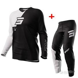 COMPLETO MOTO CROSS MAGLIA PANTALONE NERO BIANCO