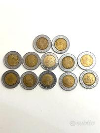 Lotto 12 monete da 500 Lire, Italia e San Marino