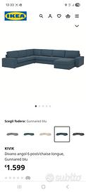 DIVANO KIVIK IKEA 6 POSTI CON CHAISE-LONGUE