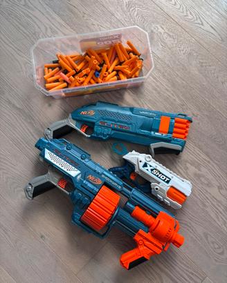 NERF + X-SHOT set pistole giocattolo e mubuzioni