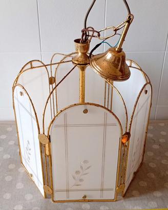 Lampadario vintage anni 70 vetro placcato