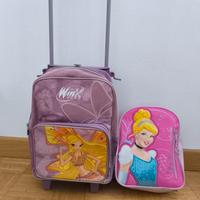 mini trolley Winx e zainetto Cenerentola 