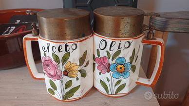 Set vintage Olio e Aceto decorata a mano vintage