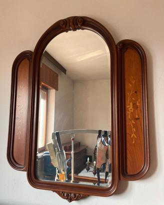 Specchio trittico legno intarsiato stile classico