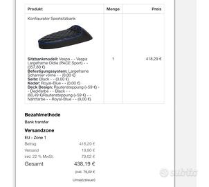 Sella vespa largeframe oldie