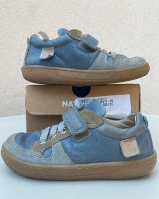 Naturino scarpe Viridis n.25 suede/nappa azzurre