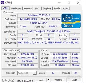 Intel Xeon E5-2697 v2–12Core/24Thread – LGA2011