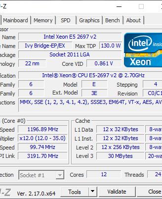 Intel Xeon E5-2697 v2–12Core/24Thread – LGA2011