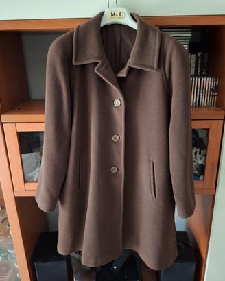 Cappotto donna marrone in lana e cashmere tagli 50