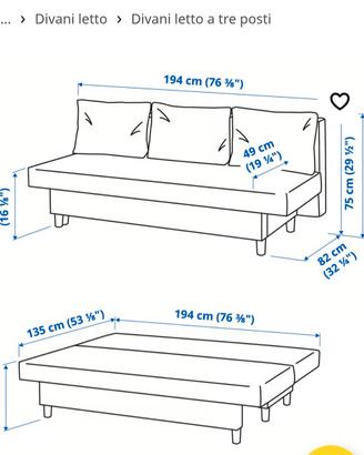 Divano letto 3 posti Alvdalen Ikea