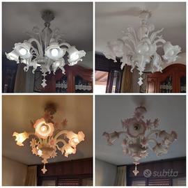  3  lampadari e 2 abat jour di vetro di Murano 