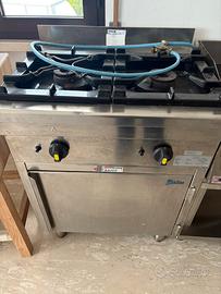 Fornellone a due fuochi con mobile acciaio inox