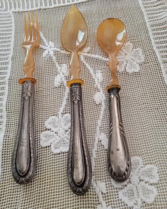Set cucchiai e forchette verdure dolci in argento 
