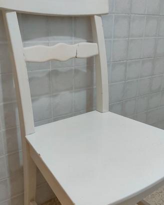 5 sedie legno bianco da restaurare