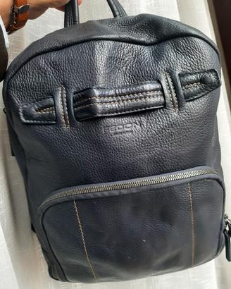 zaino in pelle Fedon, blu navy