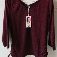 BLUSA COLOR BORDO' - LUREX,ELASTICIZZATA TG.44-46