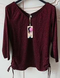 BLUSA COLOR BORDO' - LUREX,ELASTICIZZATA TG.44-46