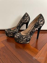 Il Laccio scarpe décolleté vero cuoio pizzo nuove
