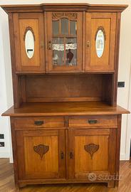 Credenza antica in legno con vetri molati
