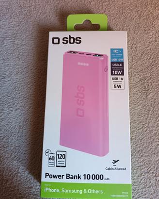 Power Bank portatile da 10.000 mAh di colore rosa
