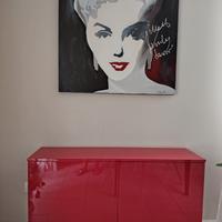 MADIA design laccato lucido rosso con quadro