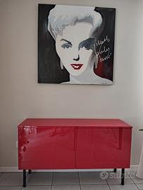 MADIA design laccato lucido rosso con quadro