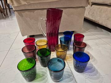 servizio bicchieri da acqua  vetro murano