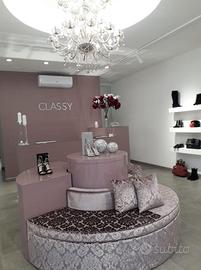 Divano circolare in tessuto vellutato