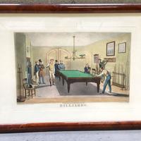 Collezione 9 stampe antiche tema biliardo