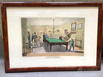 Collezione 9 stampe antiche tema biliardo