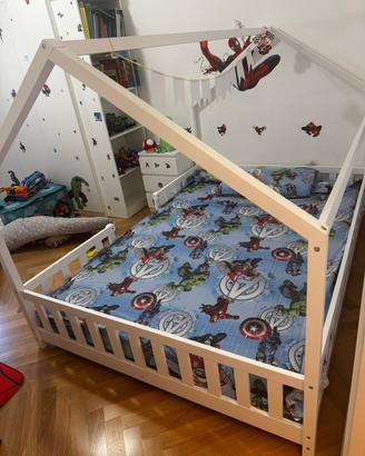 Letto casetta 140x200 + materasso Emma (NUOVI)