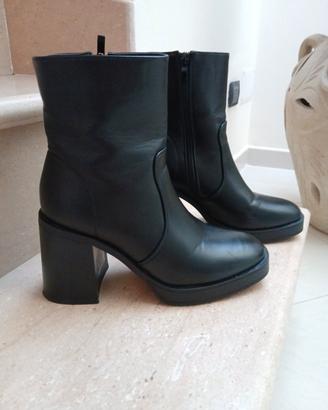 Scarpe donna nere n 38 - Tacco comodo in pelle