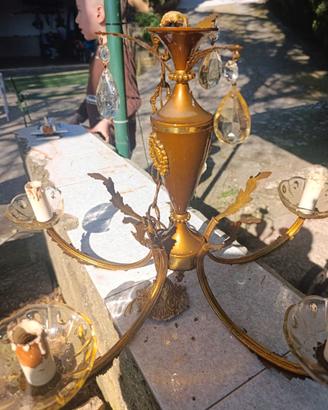 lampadario retro' in ottone