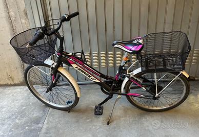 City Bike per 8/12enni, Nero /Fucsia LINCY, 24".