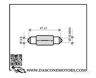 Lampadina bianca siluro 6v 18w T15x44