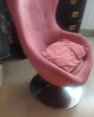 poltrona velluto rosa girevole 