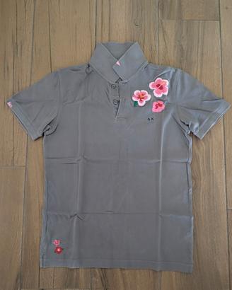 Polo Sun68 con fiori ricamati